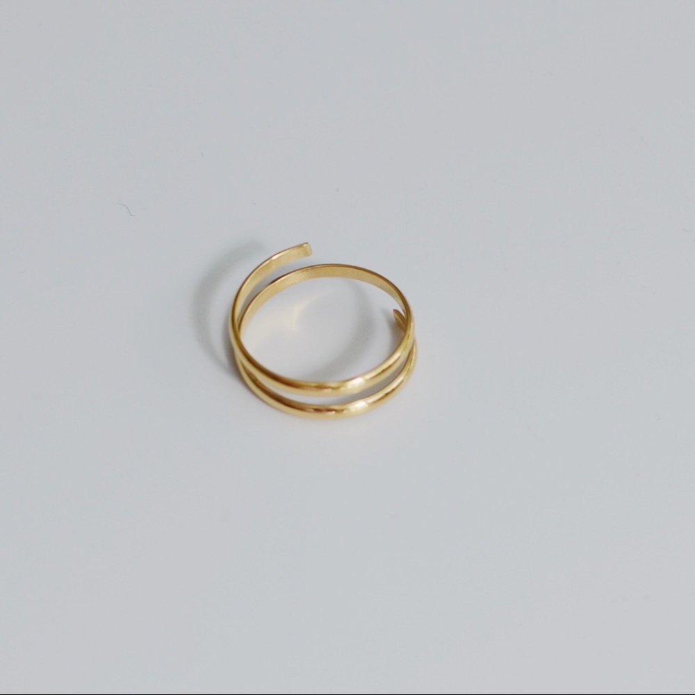 Gold Plated Double Twin Thin Band Ring Stackable - Picture 8 of 11